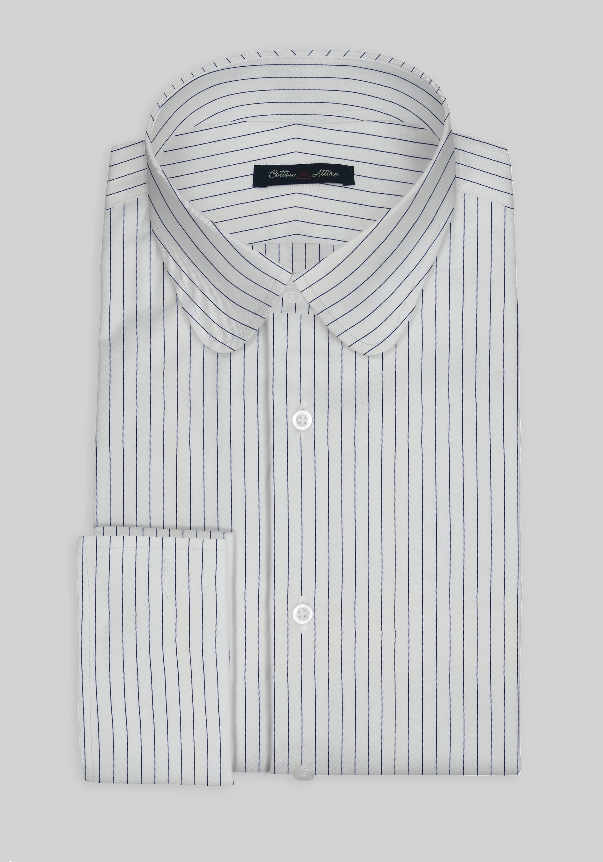 Club Collar Dress Shirt for Men - Blue Pin Stripes Cotton