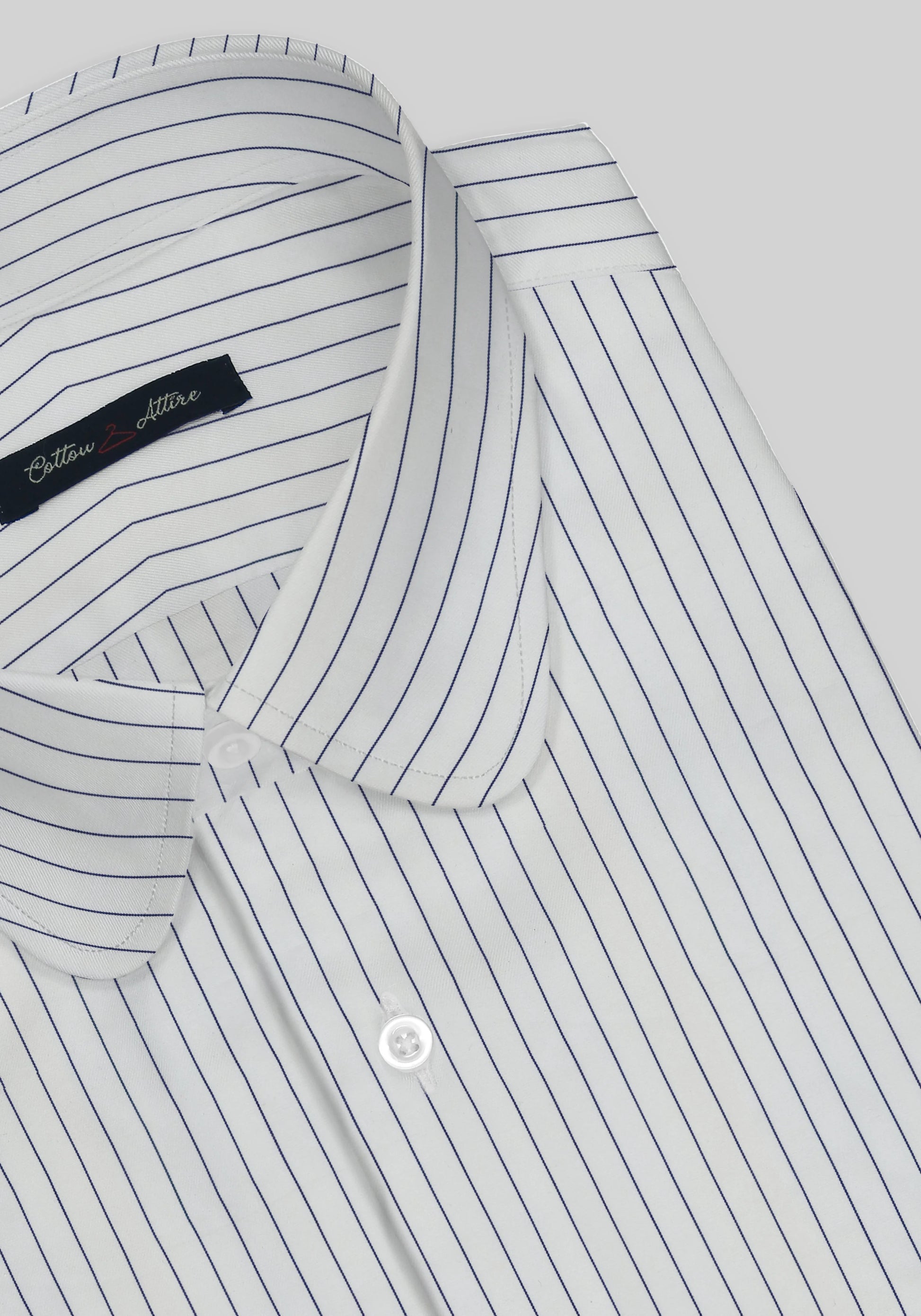 Club Collar Dress Shirt for Men - Blue Pin Stripes Cotton