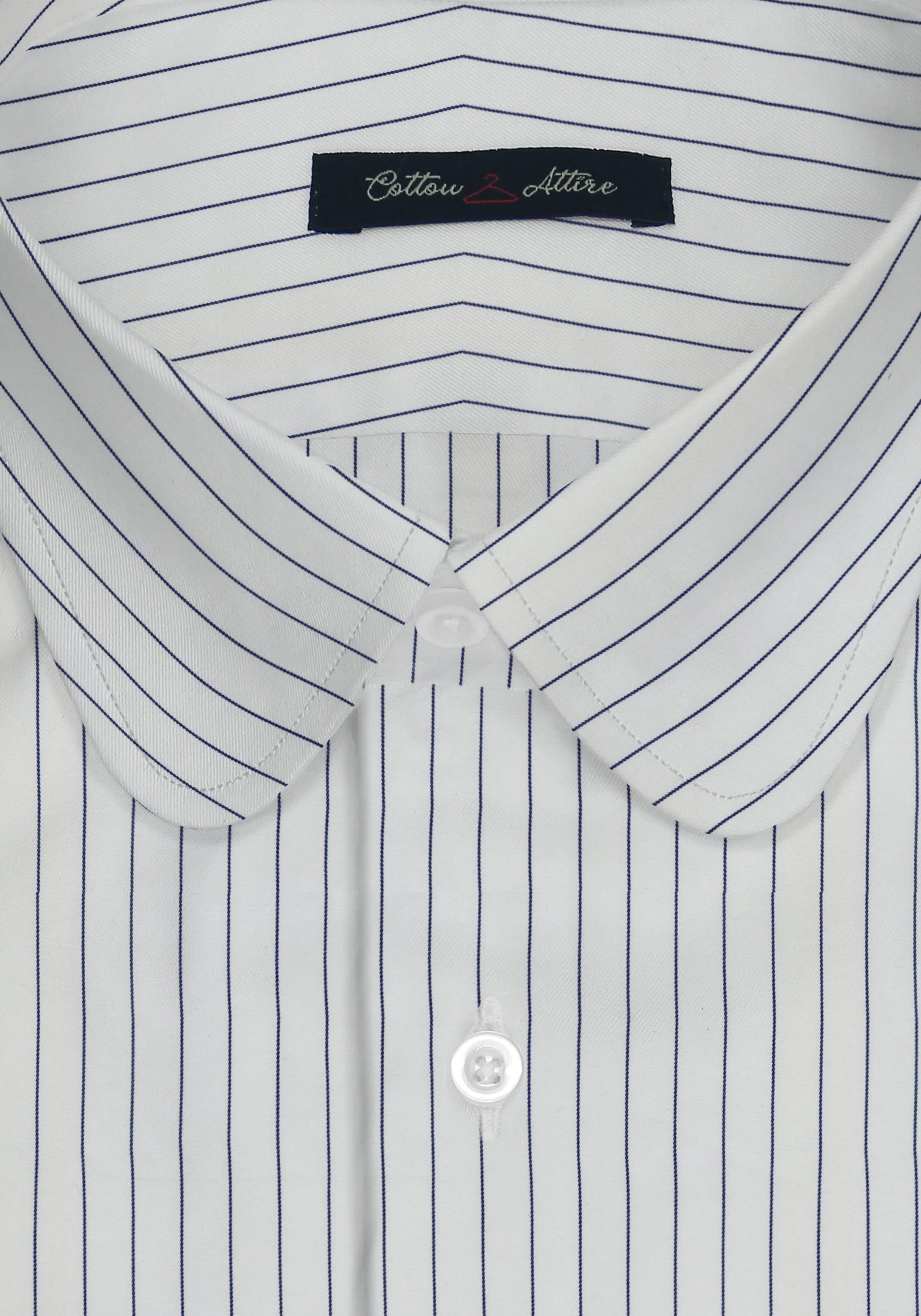 Club Collar Dress Shirt for Men - Blue Pin Stripes Cotton