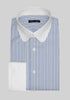 White Club Collar Dress Shirt Men's - Sky Blue Candy Stripes Cotton