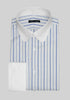 White Contrast Club Collar Dress Shirt - Blue Candy Stripes Cotton