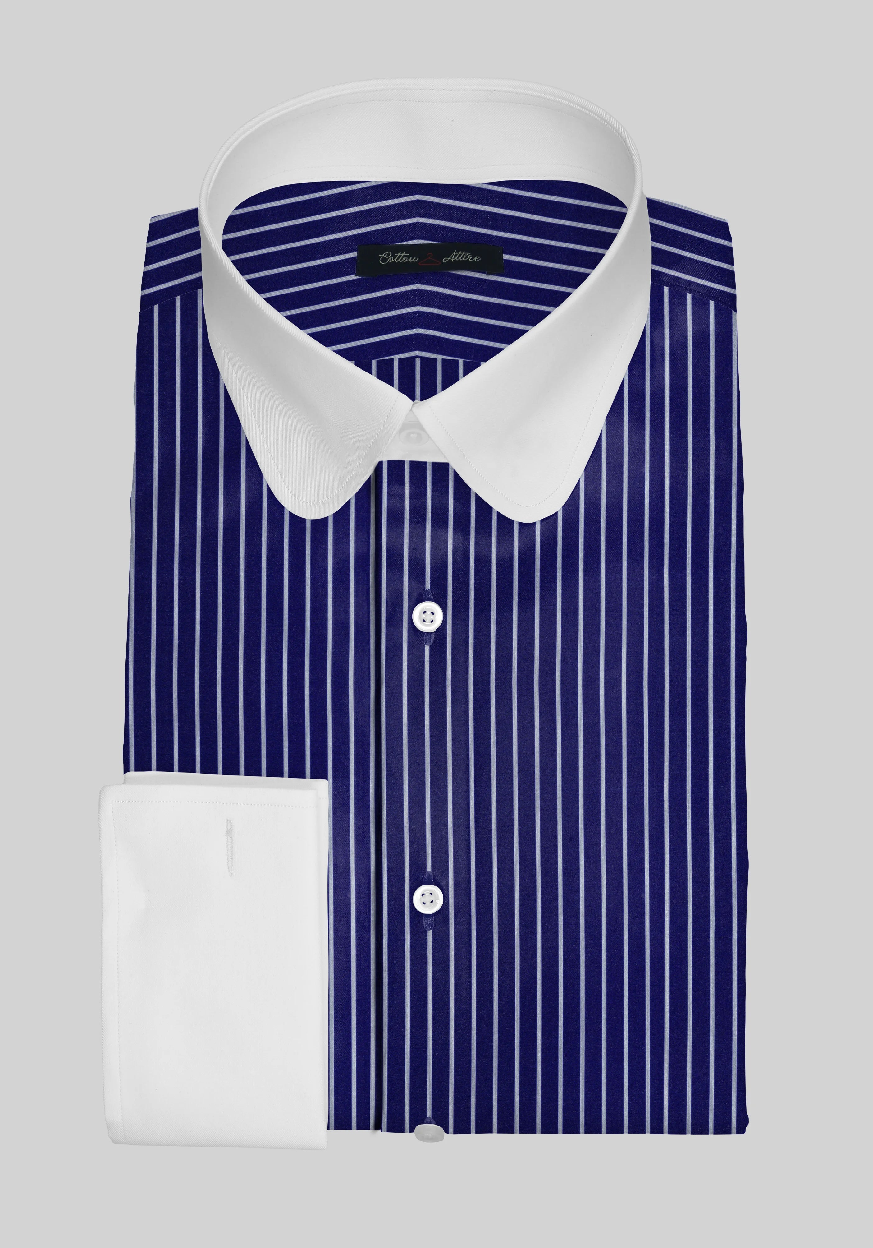 White Contrast Club Collar Shirt for Men