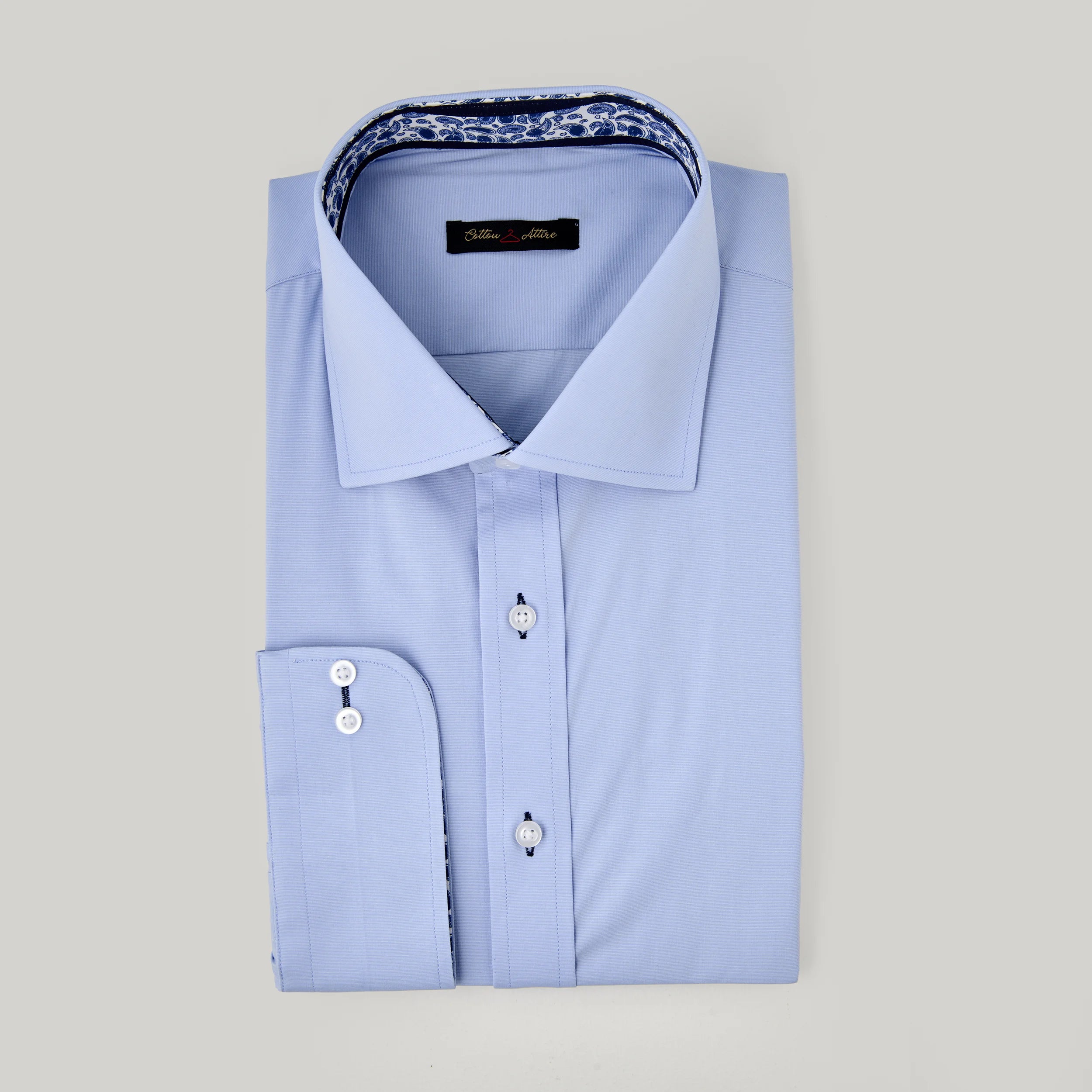 wide spread collar dress shirt for Men – Sky Blue Cotton & Premium Fit filter_category:Accessories Anthropologie Bridesmaid Dresses for The Italian spread collar Color:White/Grey