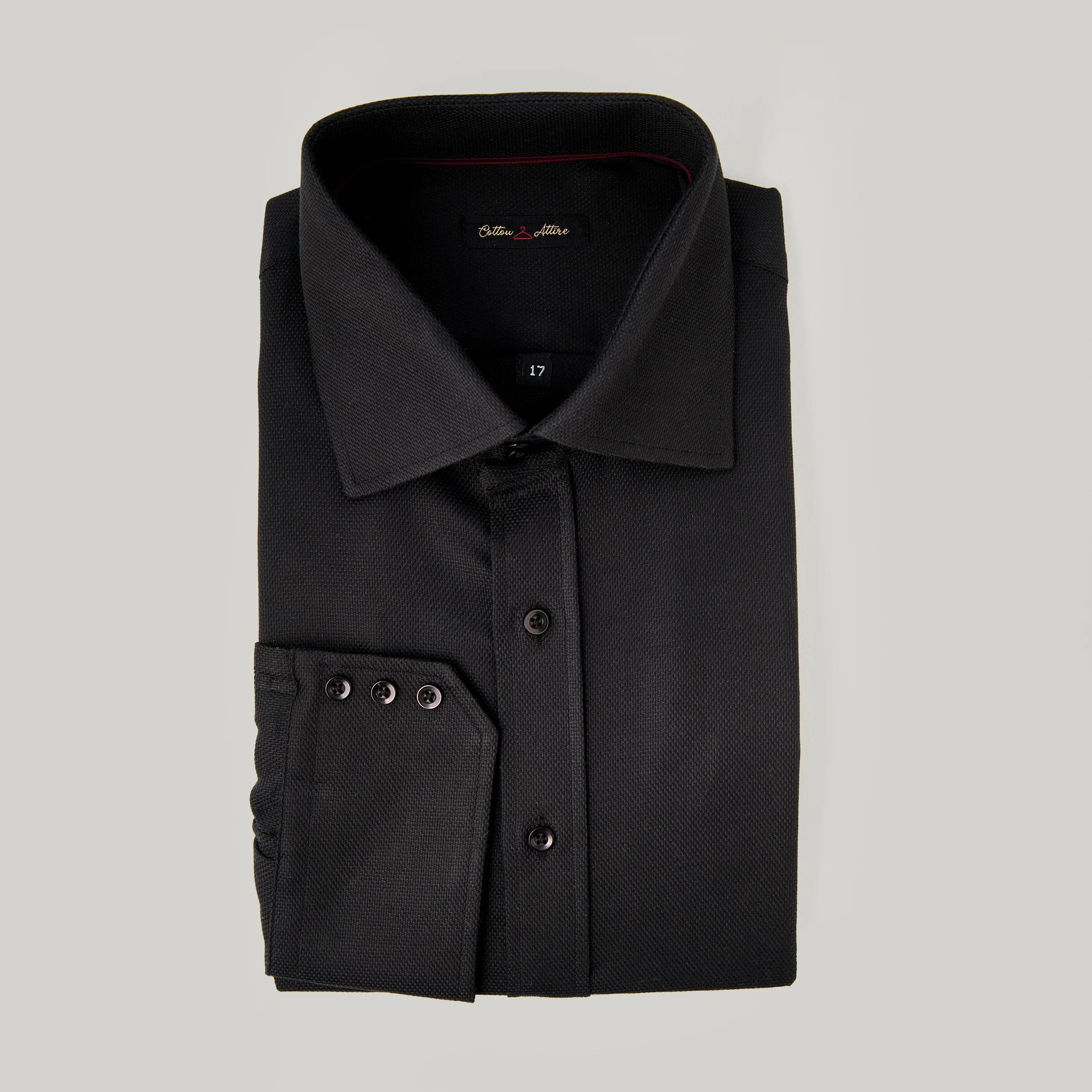 Five Spread Collar Dress Shirt – Premium Black Formal Shirt for Men